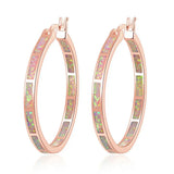 Pink Fire Opal Large Hoop Earrings Rose Rainbow Circle Cocktail Party Jewelry