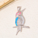 Pink Fire Opal Bird 925 Sterling Silver Pendant