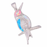 Pink Fire Opal Bird 925 Sterling Silver Pendant