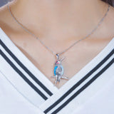 Pink Fire Opal Bird 925 Sterling Silver Pendant