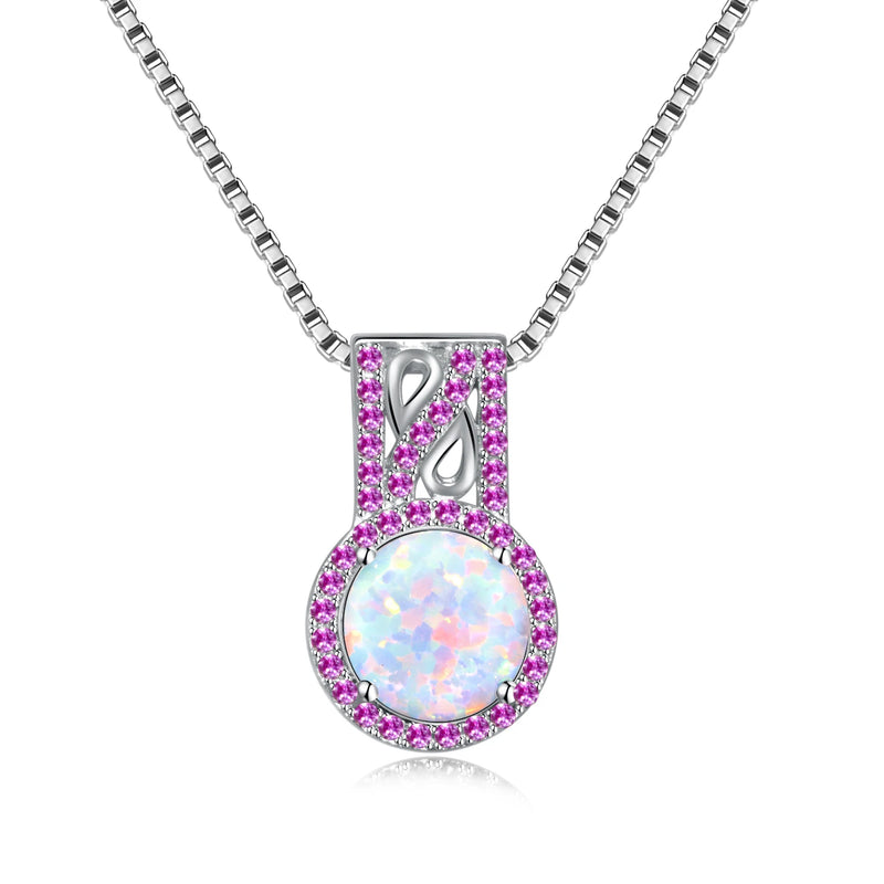 Purple Zircon Opal 925 Silver Pendant for Women Jewelry Party Gift