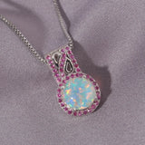 Purple Zircon Opal 925 Silver Pendant for Women Jewelry Party Gift