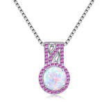 Purple Zircon Opal 925 Silver Pendant for Women Jewelry Party Gift