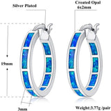 Opal 925 Silver Hoop Earrings for Girls Fine Jewelry