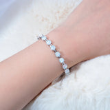 Round Shape Opal 925 Sterling Silver Bracelets Bohemia Anniversary Gift Women
