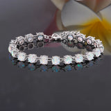 Round Shape Opal 925 Sterling Silver Bracelets Bohemia Anniversary Gift Women