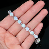 Round Shape Opal 925 Sterling Silver Bracelets Bohemia Anniversary Gift Women