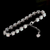 Round Shape Opal 925 Sterling Silver Bracelets Bohemia Anniversary Gift Women