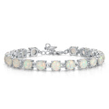 Round Shape Opal 925 Sterling Silver Bracelets Bohemia Anniversary Gift Women