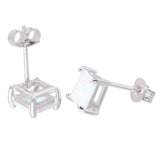 925 Silver Fire Opal Square Stud Earrings for Women