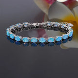Summer Oval Opal 925 Silver Bracelet, Bohemia Gift Women Jewelry