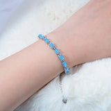 Summer Oval Opal 925 Silver Bracelet, Bohemia Gift Women Jewelry