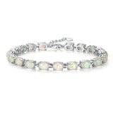 Summer Oval Opal 925 Silver Bracelet, Bohemia Gift Women Jewelry