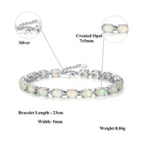 Summer Oval Opal 925 Silver Bracelet, Bohemia Gift Women Jewelry