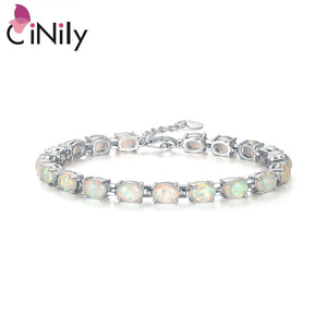Summer Oval Opal 925 Silver Bracelet, Bohemia Gift Women Jewelry