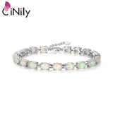 Summer Oval Opal 925 Silver Bracelet, Bohemia Gift Women Jewelry