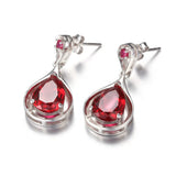 Red Ruby 925 Silver Earring for Women Fine Jewelry SE042