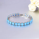 Fire Opal Stone Link Bracelet Silver Plated Chain Bangle Boho Jewelry