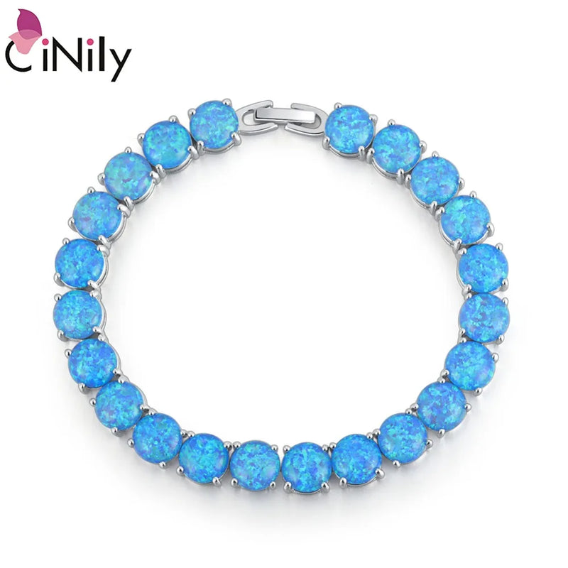 Fire Opal Stone Link Bracelet Silver Plated Chain Bangle Boho Jewelry