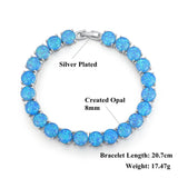 Fire Opal Stone Link Bracelet Silver Plated Chain Bangle Boho Jewelry