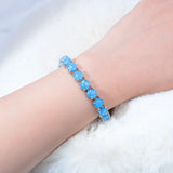 Fire Opal Stone Link Bracelet Silver Plated Chain Bangle Boho Jewelry