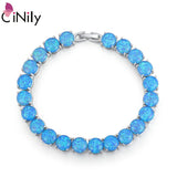 Fire Opal Stone Link Bracelet Silver Plated Chain Bangle Boho Jewelry