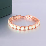 Fire Opal Stone Link Bracelet Silver Plated Chain Bangle Boho Jewelry