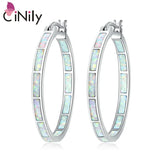 Fire Opal Hoop Earrings Silver Plated Large Round Circle Punk Rock Jewelry