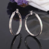Fire Opal Hoop Earrings Silver Plated Large Round Circle Punk Rock Jewelry