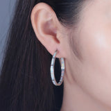 Fire Opal Hoop Earrings Silver Plated Large Round Circle Punk Rock Jewelry