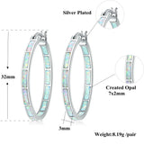 Fire Opal Hoop Earrings Silver Plated Large Round Circle Punk Rock Jewelry