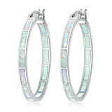Fire Opal Hoop Earrings Silver Plated Large Round Circle Punk Rock Jewelry