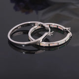 Fire Opal Hoop Earrings Silver Plated Large Round Circle Punk Rock Jewelry