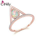 Opal Stone Gemstone Ring Rose Plated with CZ for Women