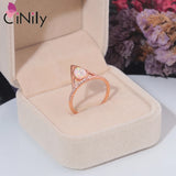 Opal Stone Gemstone Ring Rose Plated with CZ for Women