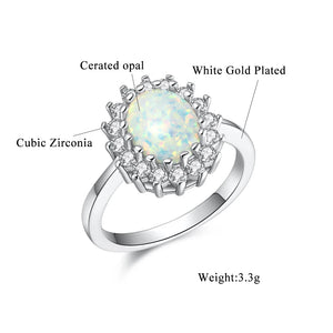 Opal & Round Cubic Zirconia Rings Fine Jewelry Promise Ring Wedding