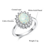 Opal & Round Cubic Zirconia Rings Fine Jewelry Promise Ring Wedding