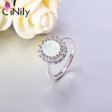 Opal & Round Cubic Zirconia Rings Fine Jewelry Promise Ring Wedding