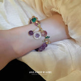 Purple Crystal Zircon Agate Bracelet Double Layer