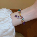Purple Crystal Zircon Agate Bracelet Double Layer