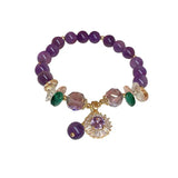 Purple Crystal Zircon Agate Bracelet Double Layer
