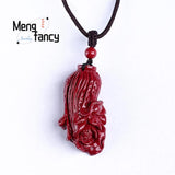 Cinnabar Cabbage Pendant Chinese Hand-Carved Amulet Sweater Chain Necklace
