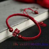 Cinnabar Chinese Zodiac Beaded Bracelet Man Charm Real Jewelry