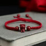 Cinnabar Chinese Zodiac Beaded Bracelet Charms Talismans Natural Gemstone
