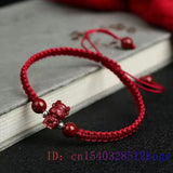 Cinnabar Chinese Zodiac Beaded Bracelet Charms Talismans Natural Gemstone
