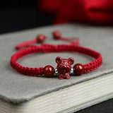 Cinnabar Chinese Zodiac Beaded Bracelet Charms Talismans Natural Gemstone