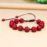 Cinnabar Zodiac Bracelet for Women Vintage Bangle Gift Charms Beaded Jewelry