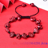 Cinnabar Chinese Zodiac Bracelet Natural Beaded Jewelry Charms Talisman