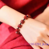 Cinnabar Chinese Zodiac Bracelet Natural Beaded Jewelry Charms Talisman