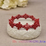 Cinnabar Chinese Knot Bracelet Amulet Natural Jadeite Charm Gemstone